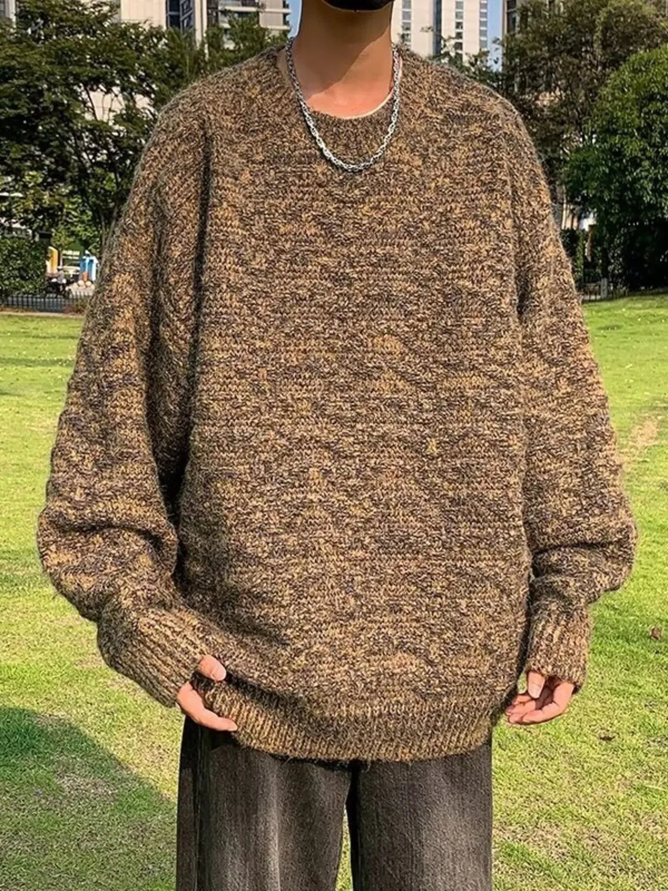 Textured Oversized Knit Pullover Coastal Style