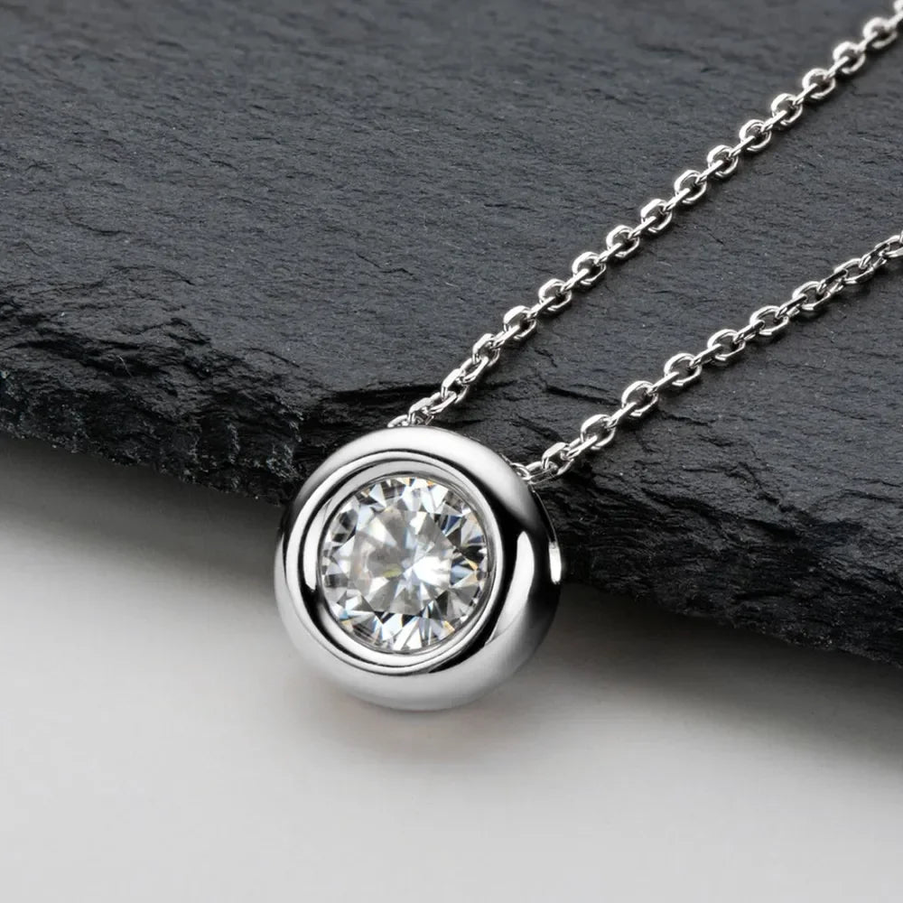 1 Carat Moissanite Rose Gold Plated Sterling Silver Necklace - Southern Shores Clothing