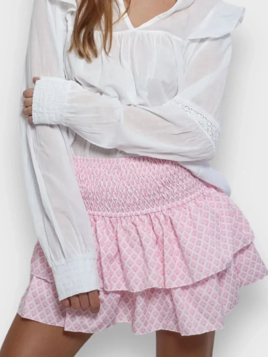 Smocked Wideband Waist Layered Mini Skirt - Southern Shores Clothing