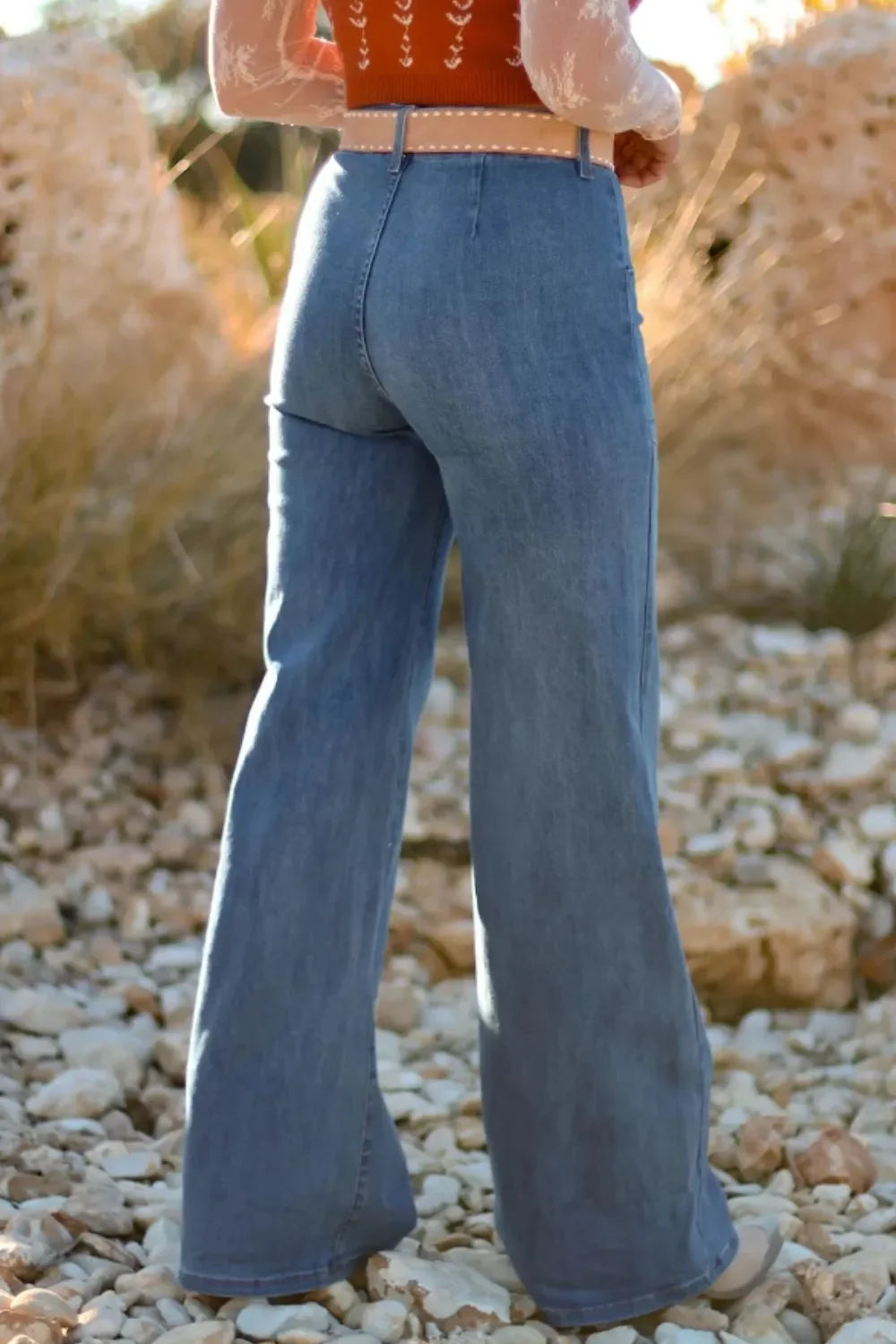Charleston Inspired High-Waisted Wide-Leg Denim Jeans - Southern Shores Clothing