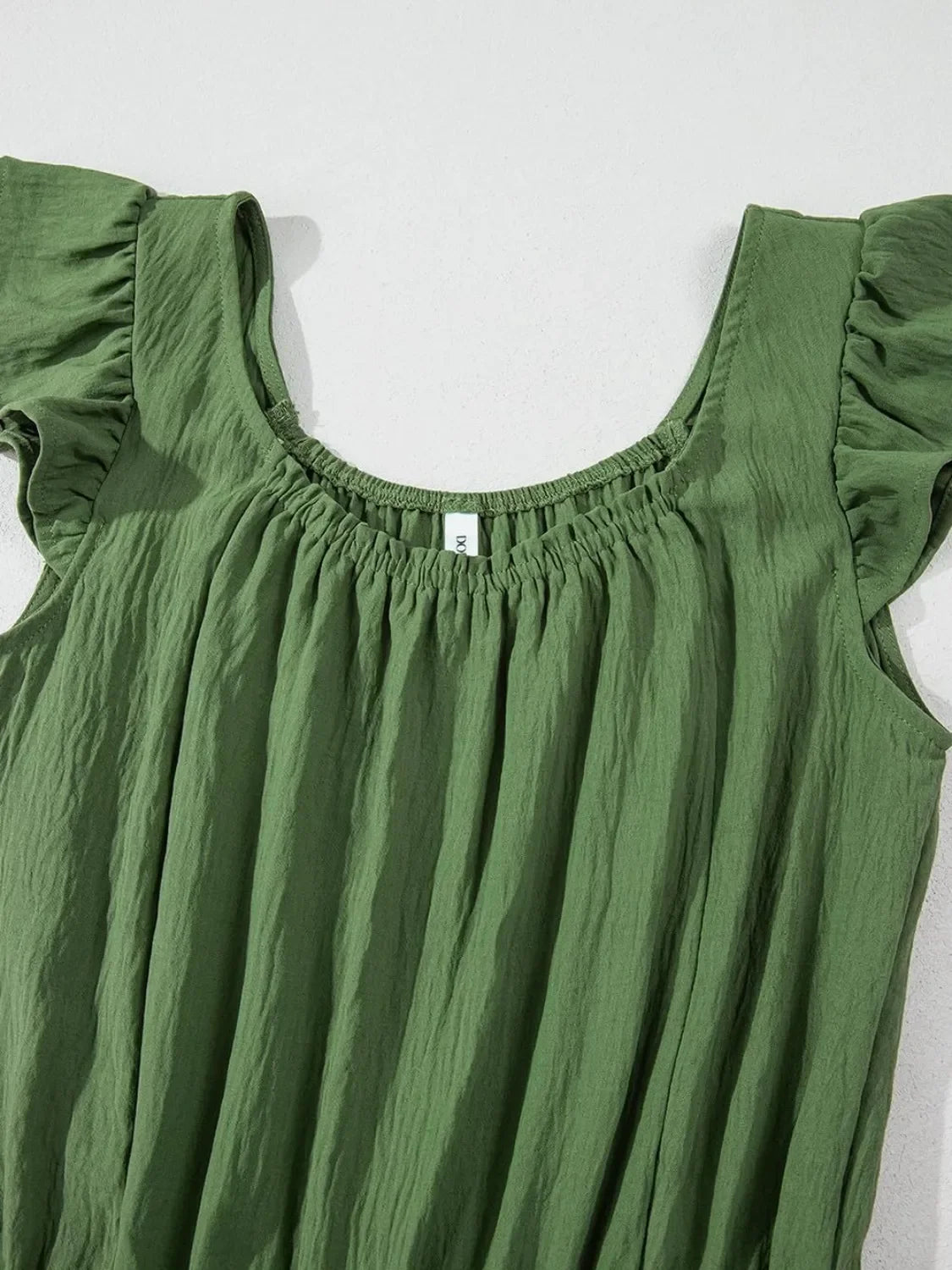 Ruffled Cap Sleeve Wide Leg Jumpsuit With Pockets - Southern Shores Clothing