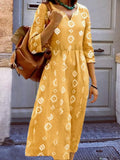 Geometric Notched Neck Dress - Southern Shores Clothing