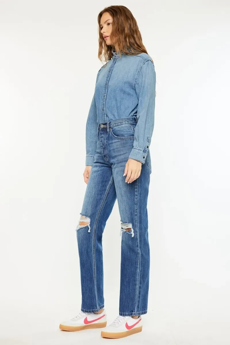 Nautical Inspired Ultra High Rise 90s Boyfriend Jeans - Southern Shores Clothing