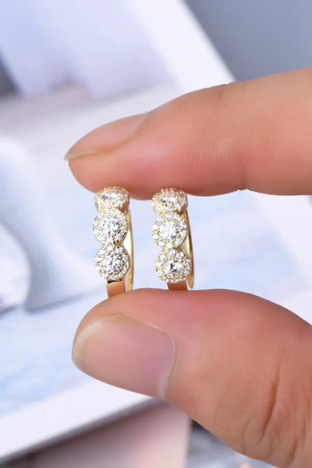 Minimalist Moissanite Sterling Silver Huggie Earrings - Southern Shores Clothing