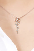 Two-Tone Sterling Silver Flower Pendant Necklace Moissanite - Southern Shores Clothing
