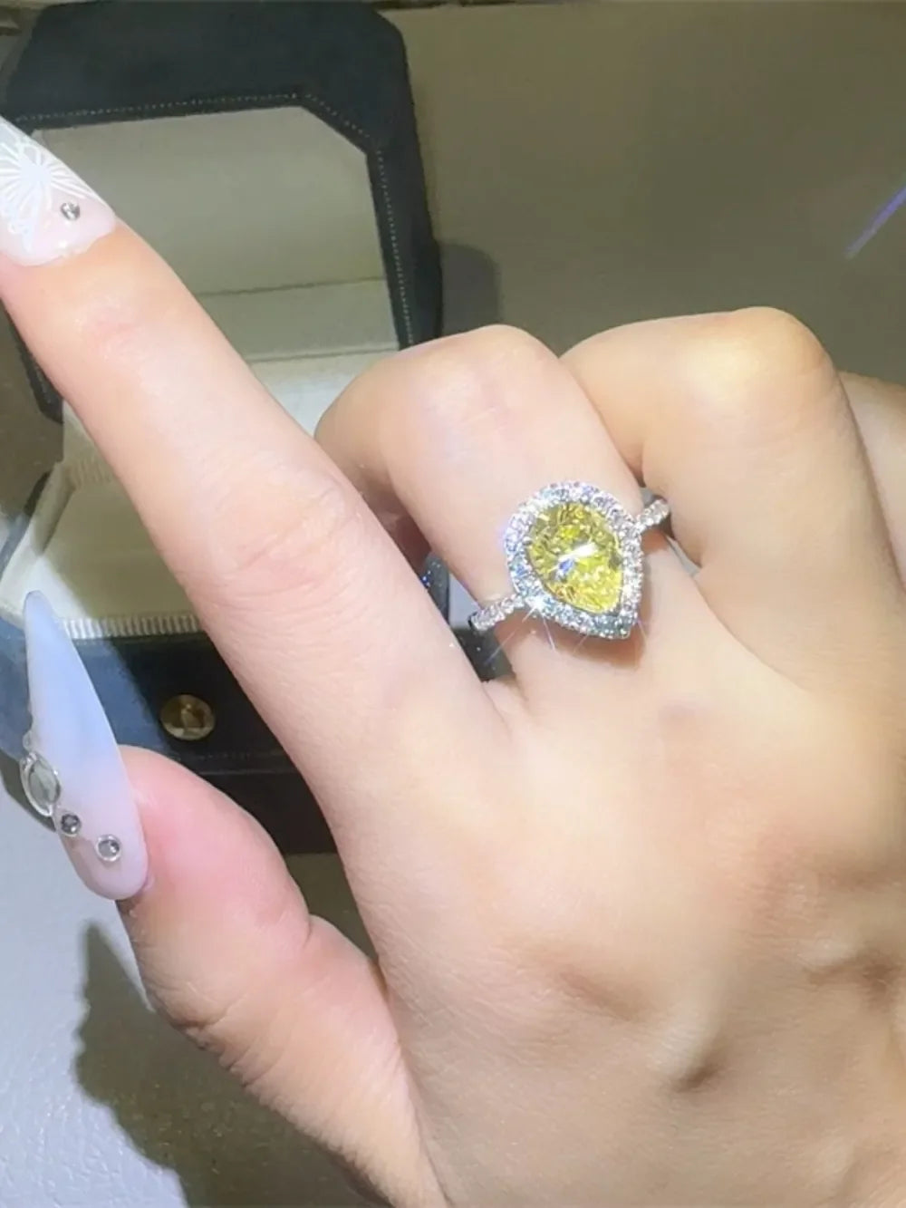 2 Carat Moissanite Teardrop Ring Platinum Plated - Southern Shores Clothing