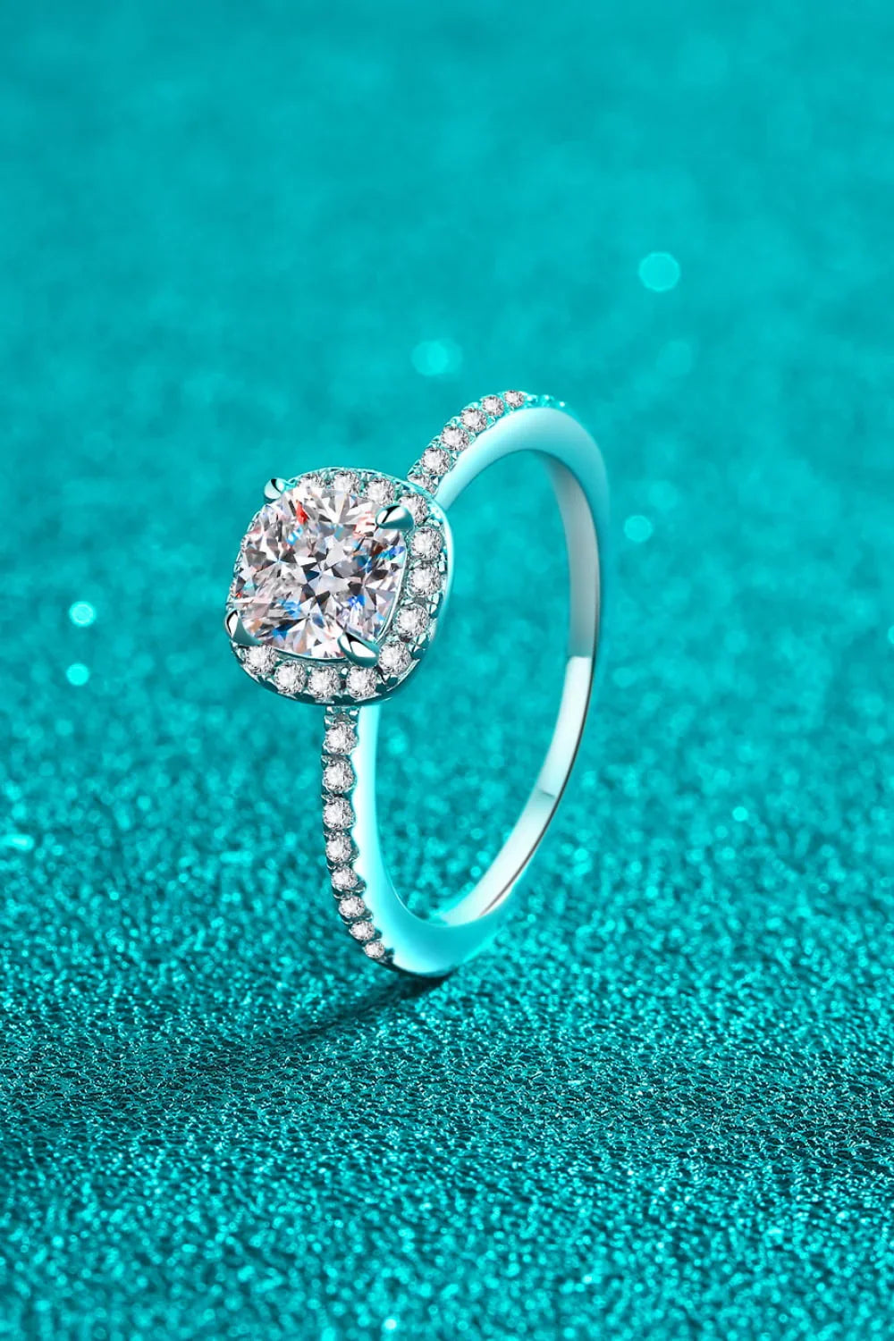 Minimalist 1 Carat Moissanite Halo Ring In Sterling Silver - Southern Shores Clothing