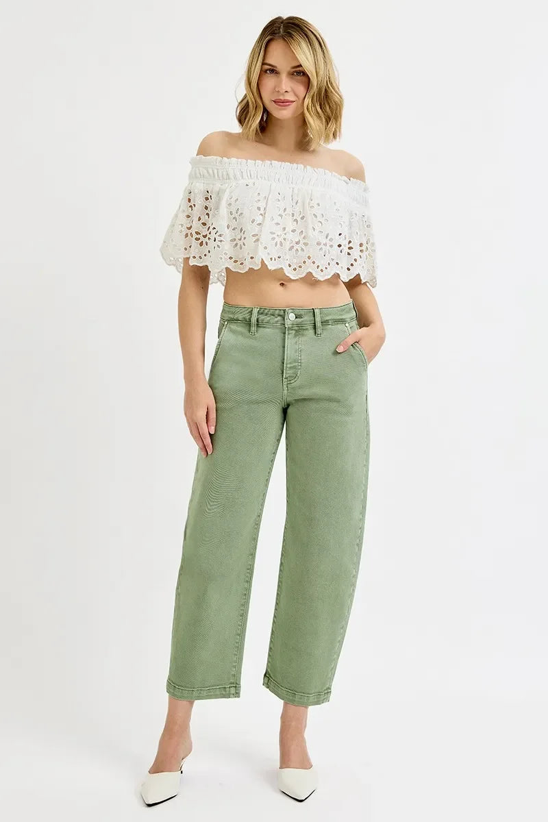 High Rise Tummy Control Crop Jeans Plus Size Denim - Southern Shores Clothing