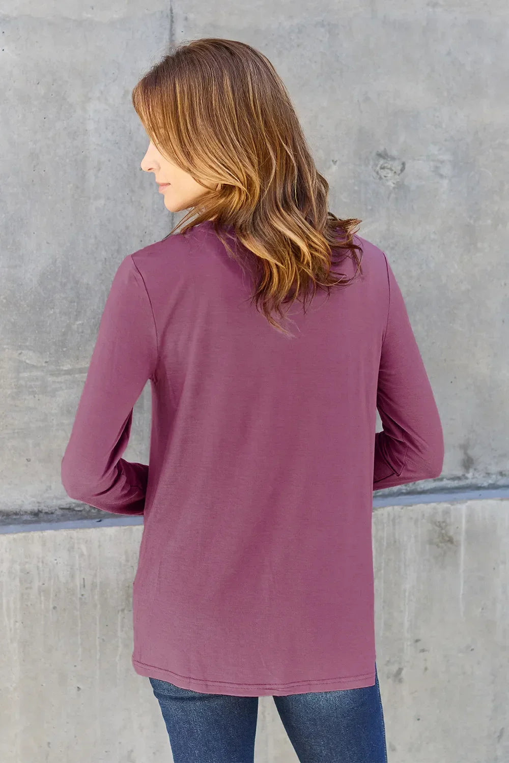 Basic Round Neck Long Sleeve Knit Top Silhouette - Southern Shores Clothing