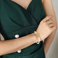 Gold-Plated Pearl Flower Bracelet Titanium Steel Core - Southern Shores Clothing