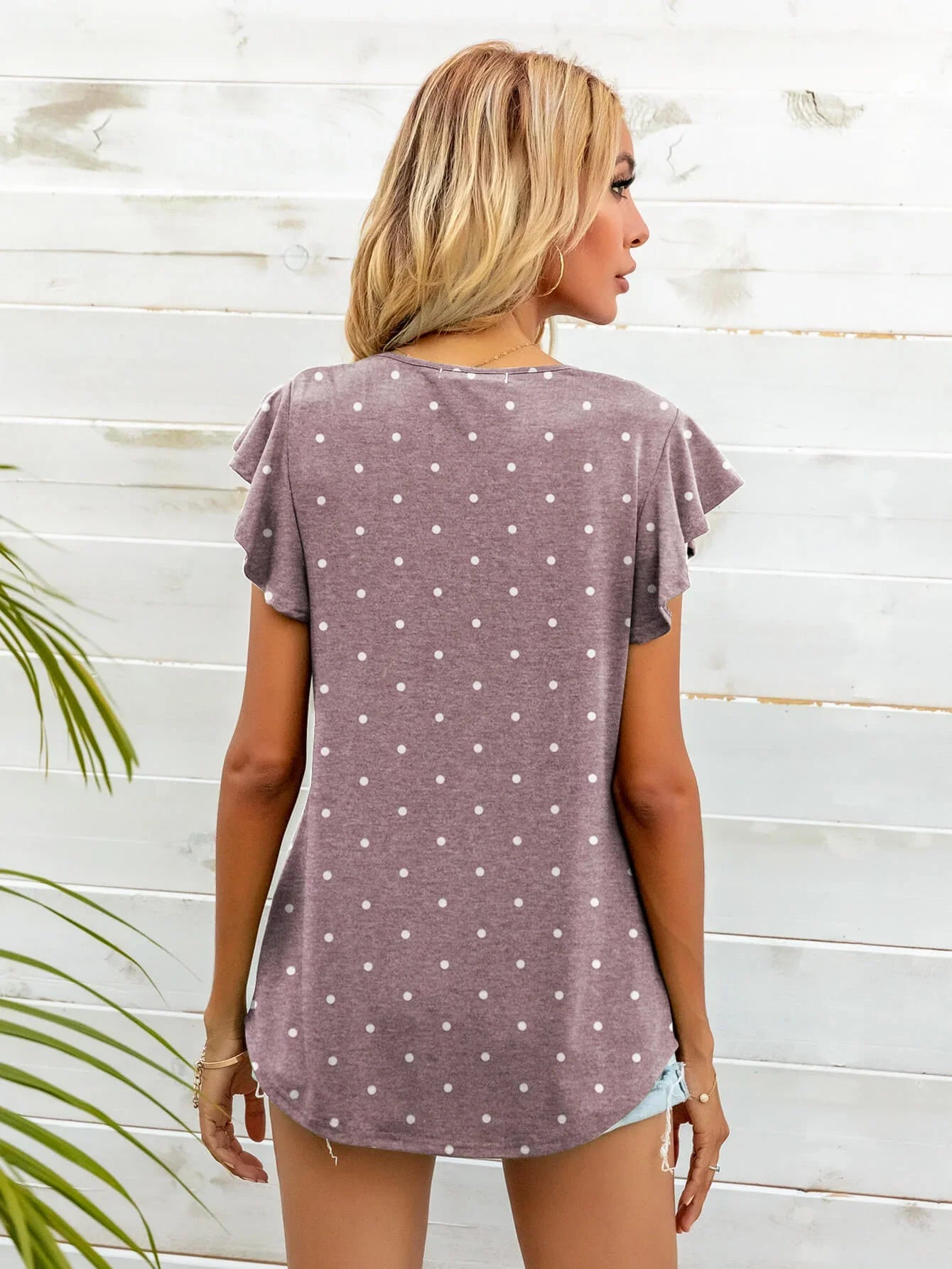 Round Neck Butterfly Sleeve Printed Stretch T Shirt - Southern Shores Clothing