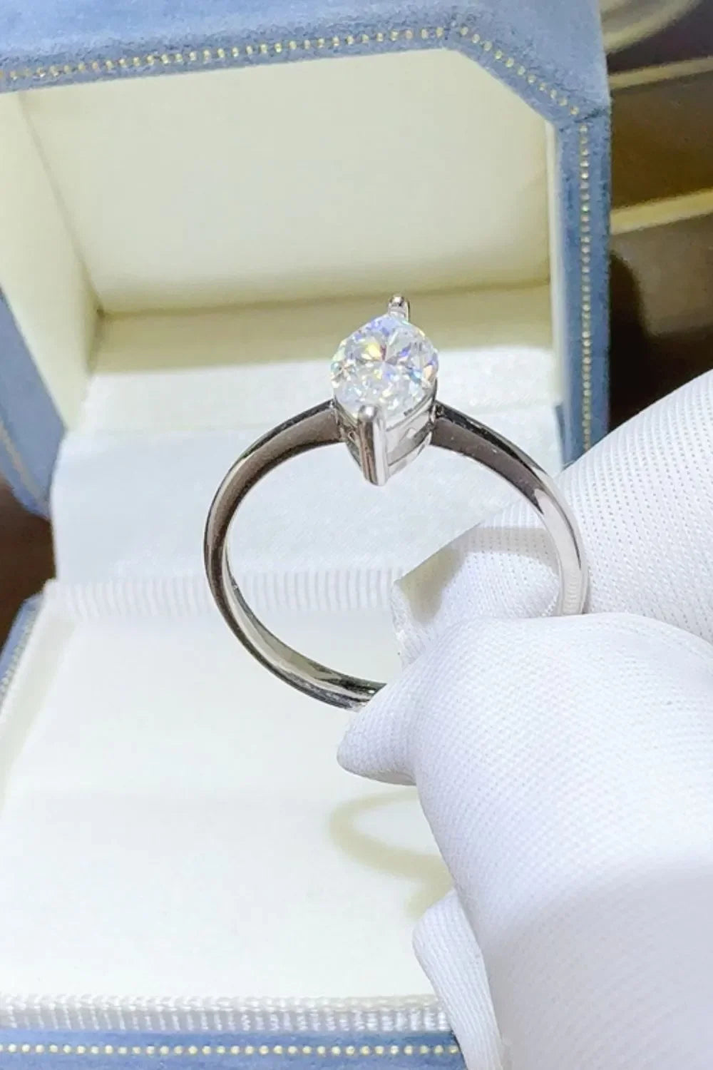 2 Carat Moissanite Platinum Plated Sterling Silver Ring - Southern Shores Clothing