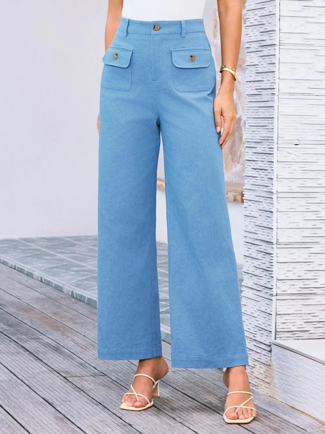 High Waist Wide Leg Relaxed Pants With Comfortable Fit - Southern Shores Clothing