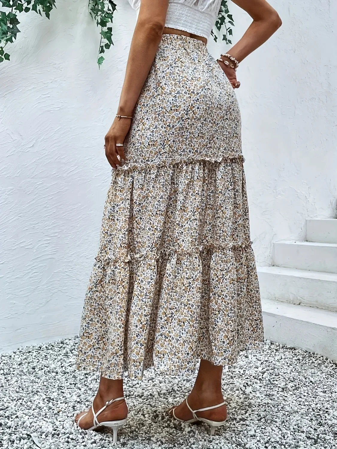 Frill Tiered Printed Skirt Lightweight Summer - Southern Shores Clothing