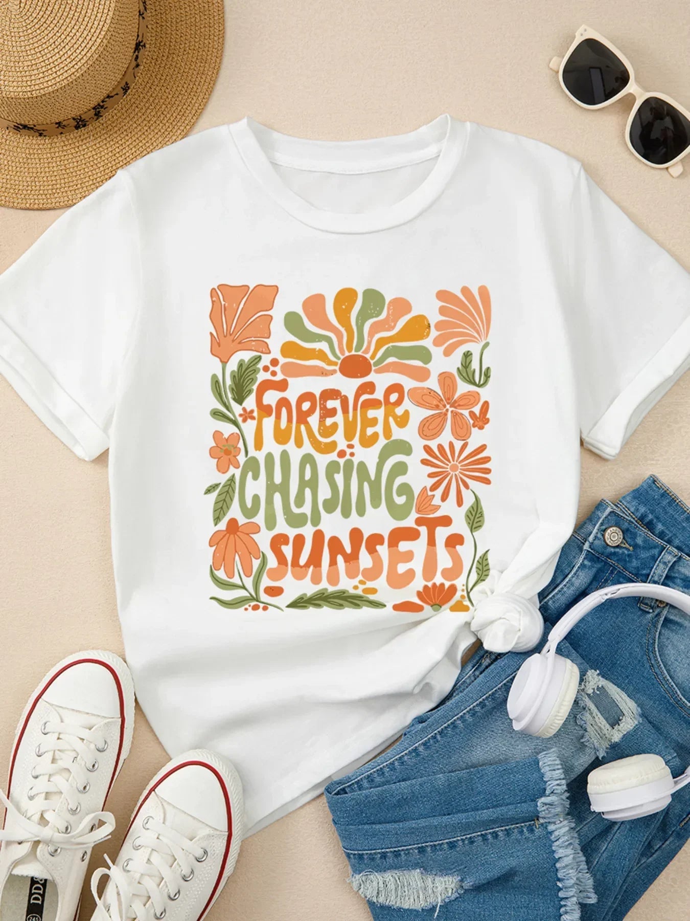 Round Neck Stretch T Shirt With Slightly Stretchy Fabric - Southern Shores Clothing