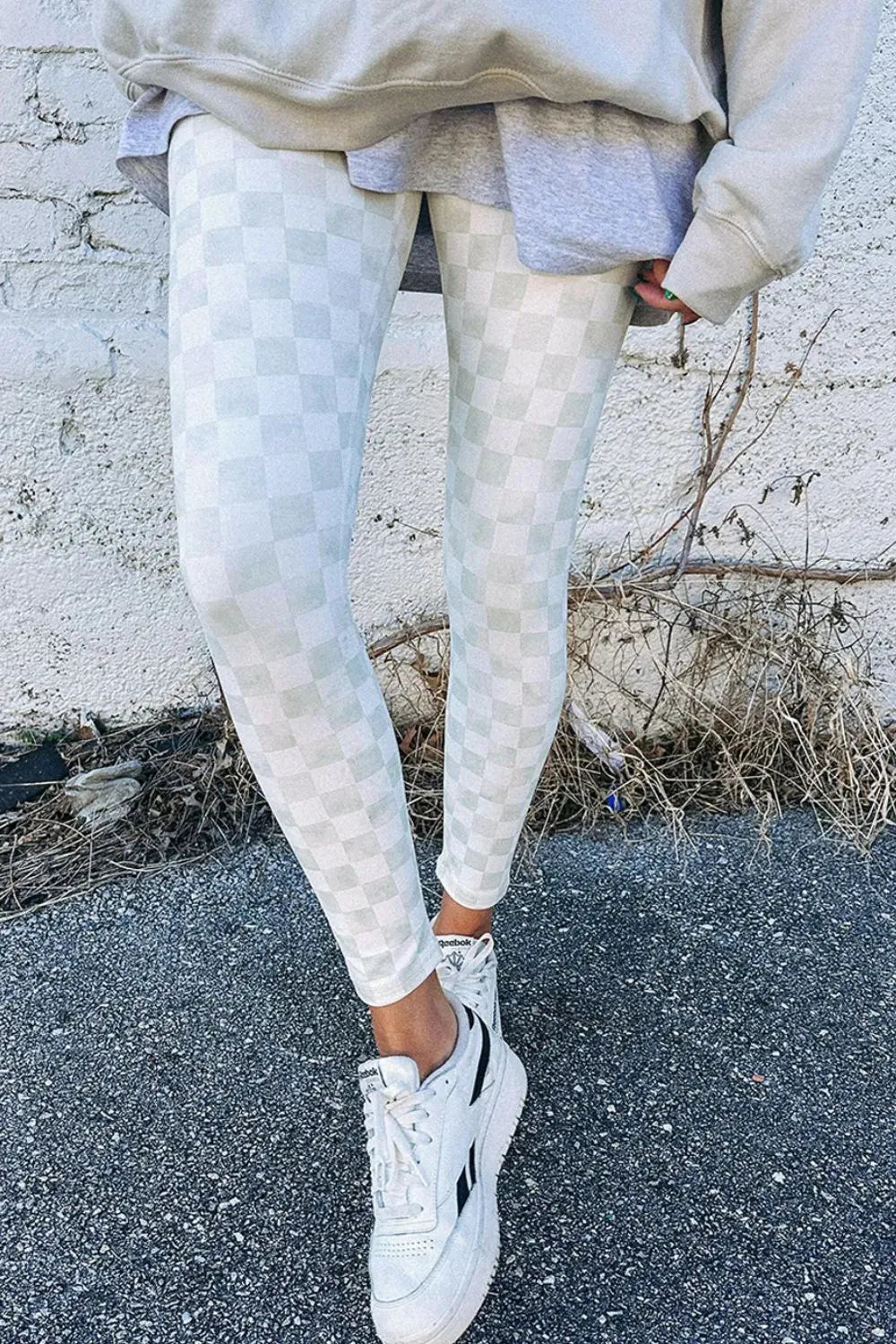 Casual Women's Beach Checkered Elastic Waist Leggings