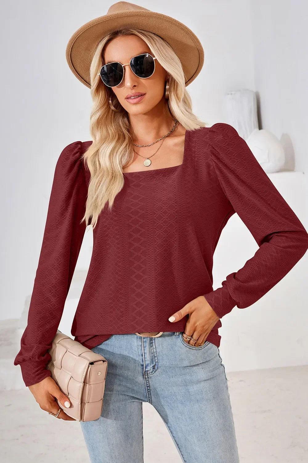 Square Neck Puff Sleeve T-Shirt - Southern Shores Clothing