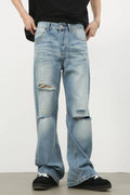 Distressed Denim Jeans With Classic Fit Casual - Southern Shores Clothing