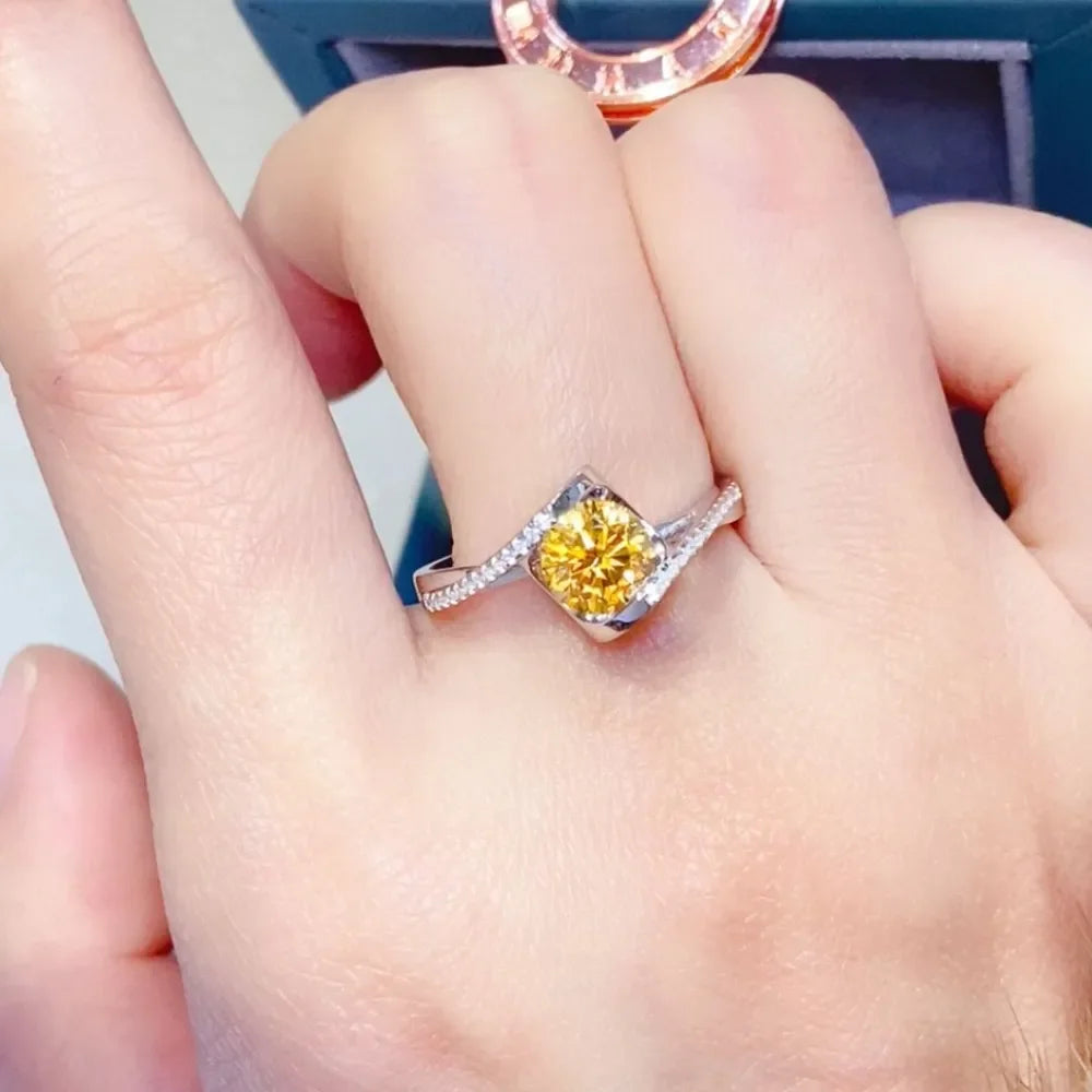 1 Carat Moissanite Sterling Silver Ring With Pave Accents - Southern Shores Clothing