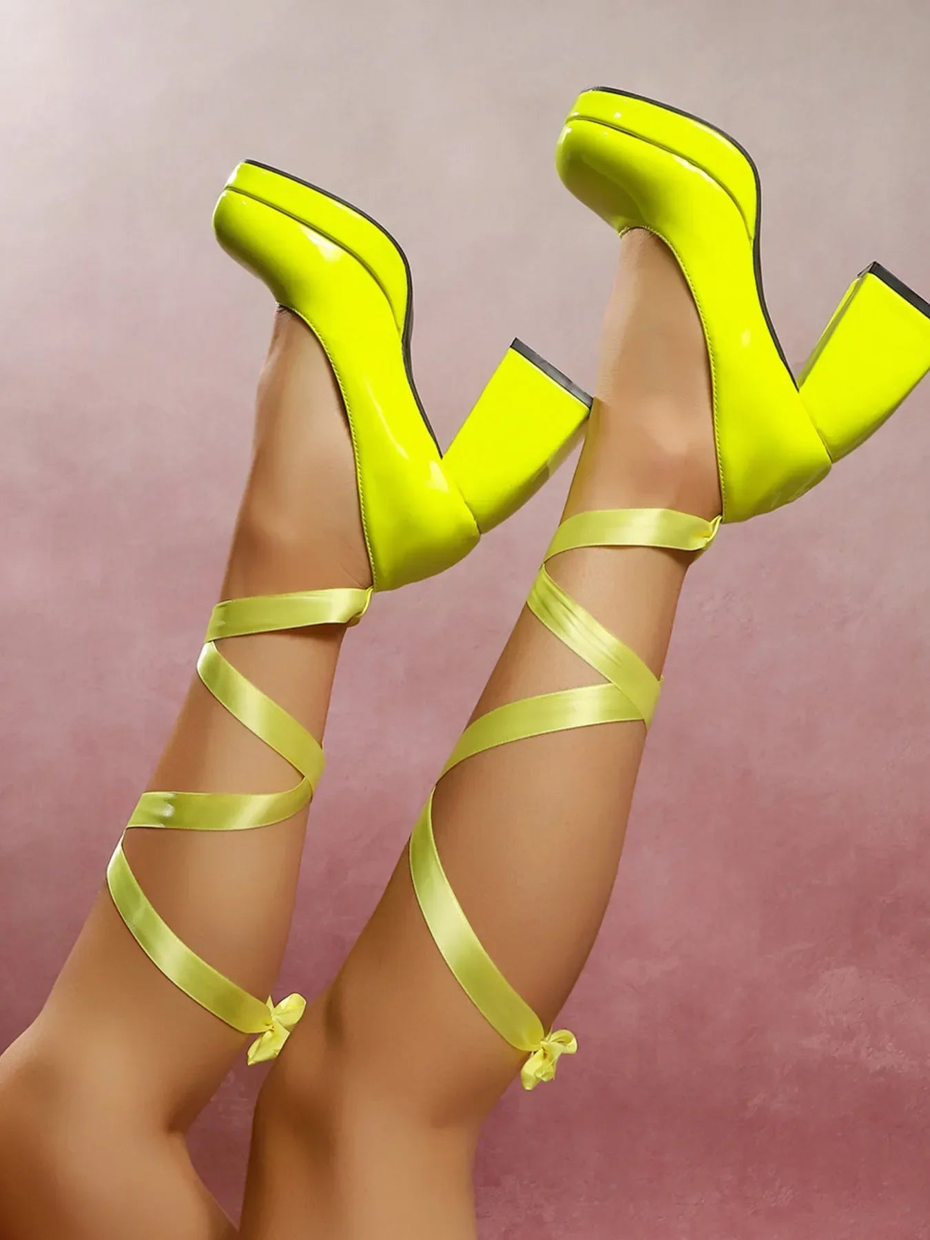 Platform Block Heel Pumps Ankle Wrap Straps - Southern Shores Clothing