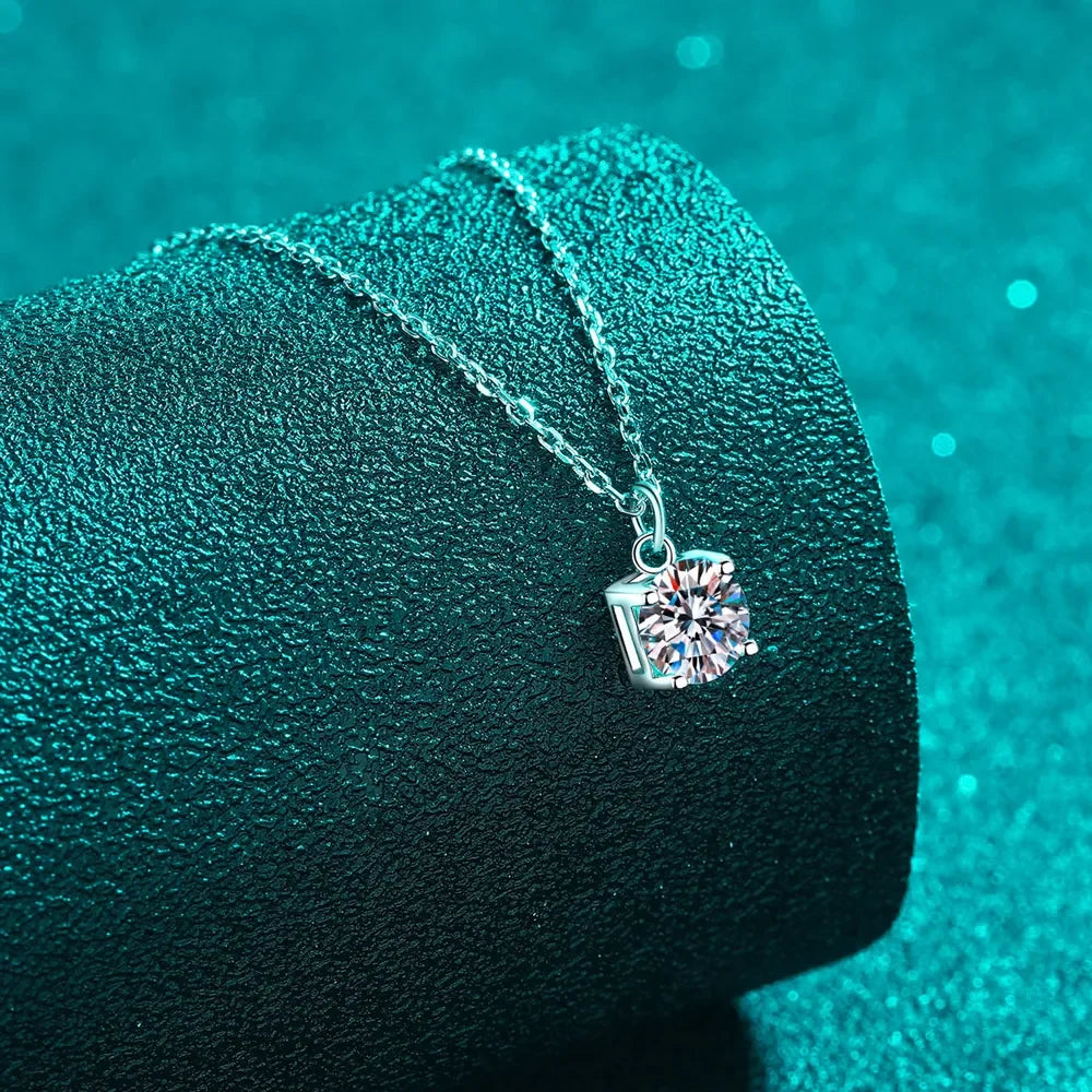 1 Carat Moissanite Sterling Silver Necklace - Southern Shores Clothing