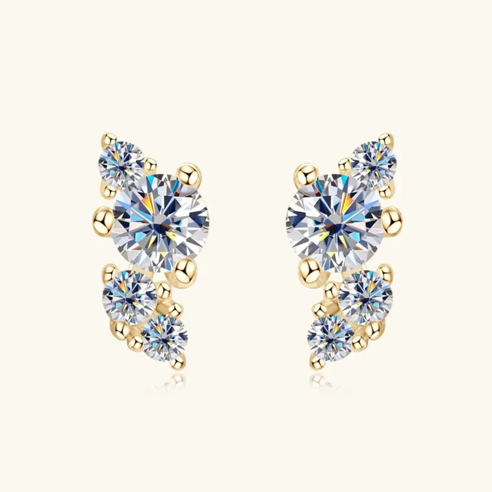 18K Gold Plated Sterling Silver Moissanite Stud Earrings - Southern Shores Clothing