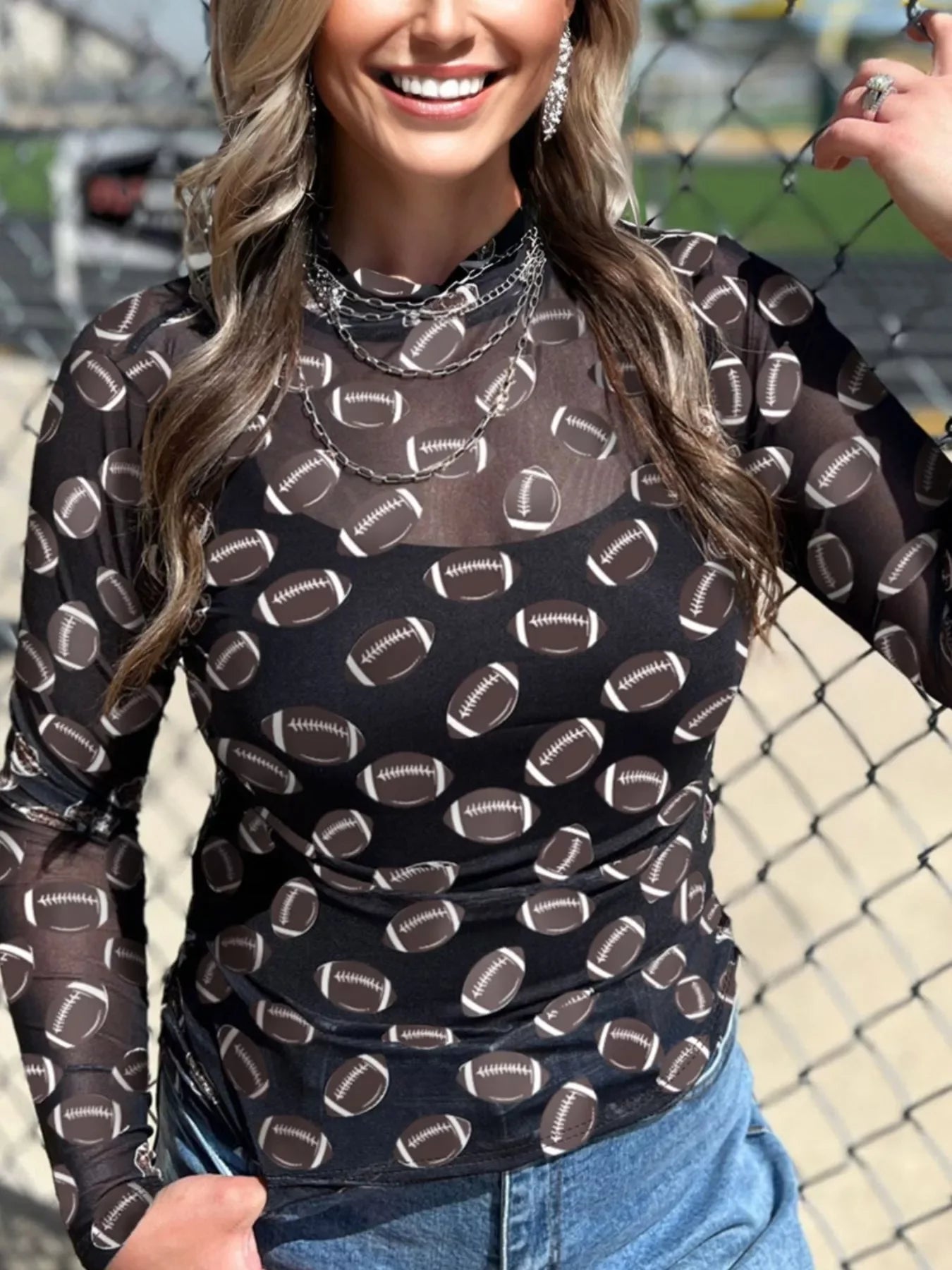 Stretch Mesh Sheer Long Sleeve Top With Coastal Flair - Southern Shores Clothing