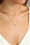 Moissanite Heart Necklace Platinum Plated Sterling Silver - Southern Shores Clothing