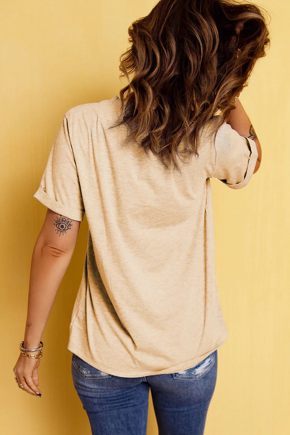 Corn Letter Graphic Cuffed Short Sleeve T Shirt - Southern Shores Clothing