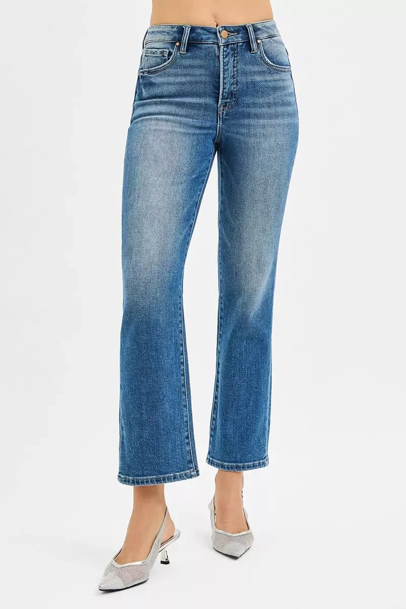 Tummy Control High Rise Crop Straight Denim Jeans - Southern Shores Clothing