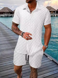 Men's Full Size Collared Neck Short Sleeve Top and Shorts Set Plus Size - Southern Shores Clothing