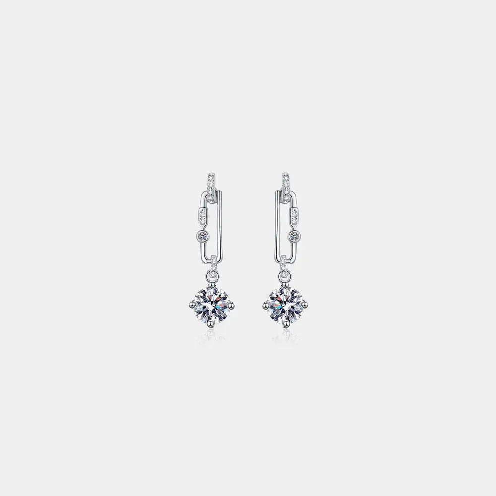 2 Carat Moissanite Sterling Silver Drop Earrings - Southern Shores Clothing