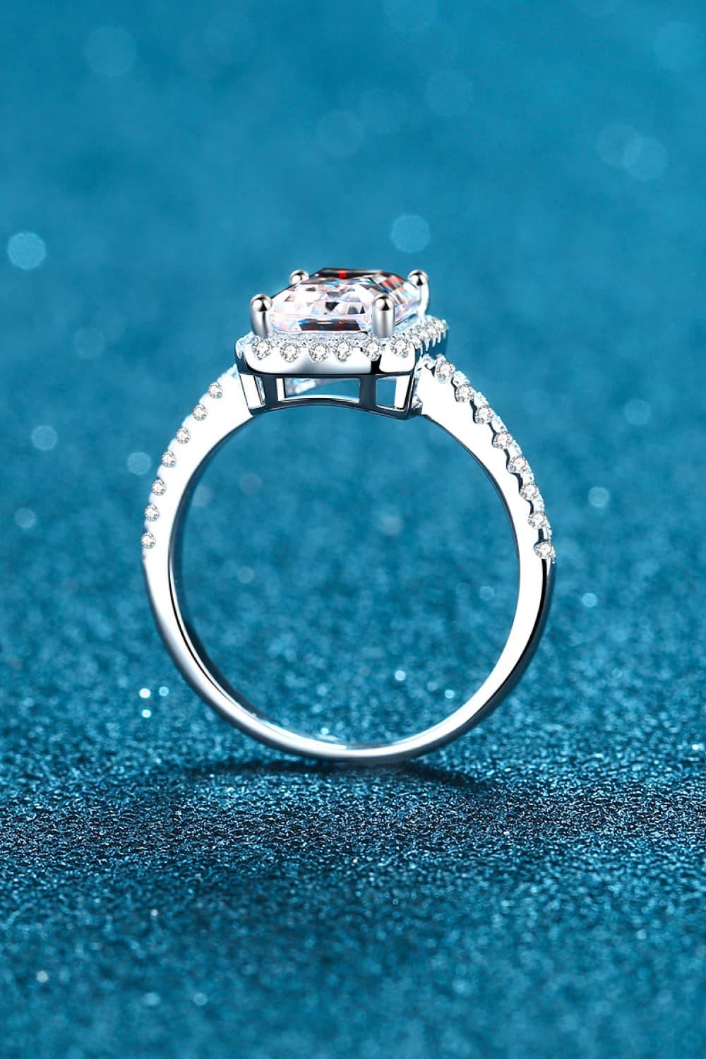2 Carat Moissanite Halo Ring In Sterling Silver - Southern Shores Clothing