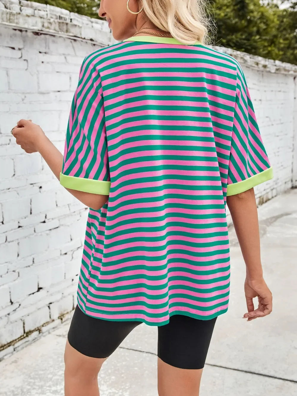 Lovelet Striped Round Neck Half Sleeve T-Shirt - Southern Shores Clothing