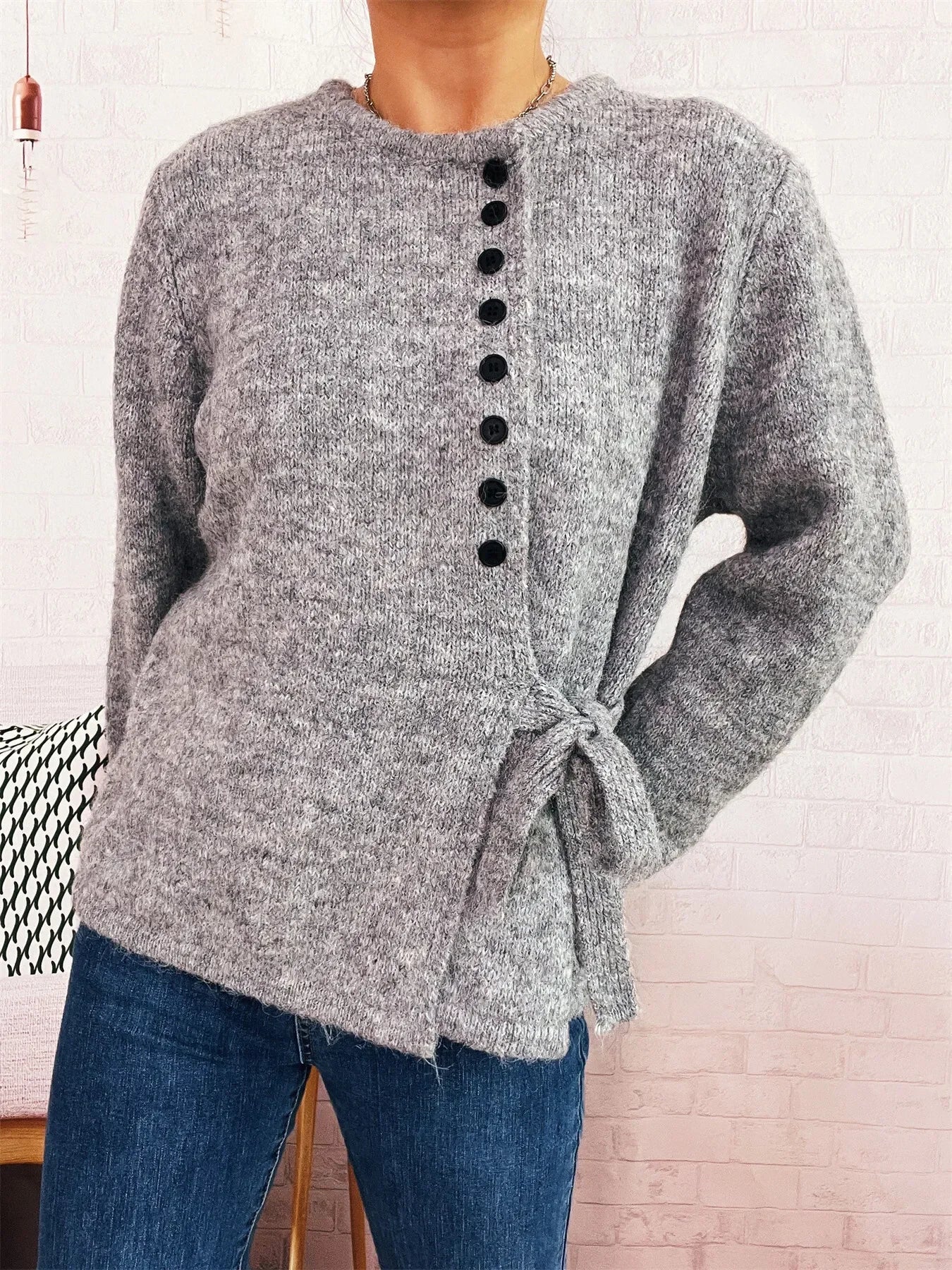 Lightweight Button Front Side-Tie Breezy Sweater - Southern Shores Clothing