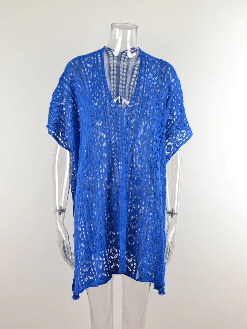 Angel Wings Cutout V-Neck Cover-Up With Tassel - Southern Shores Clothing