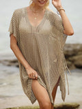 Openwork V-Neck Slit Cover-Up Mesh Knit Lightweight Relaxed Fit - Southern Shores Clothing