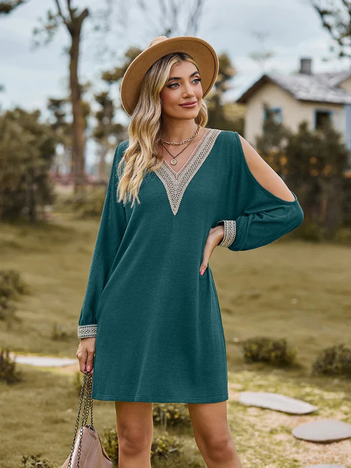 V-Neck Cutout Sleeve Mini Dress - Southern Shores Clothing