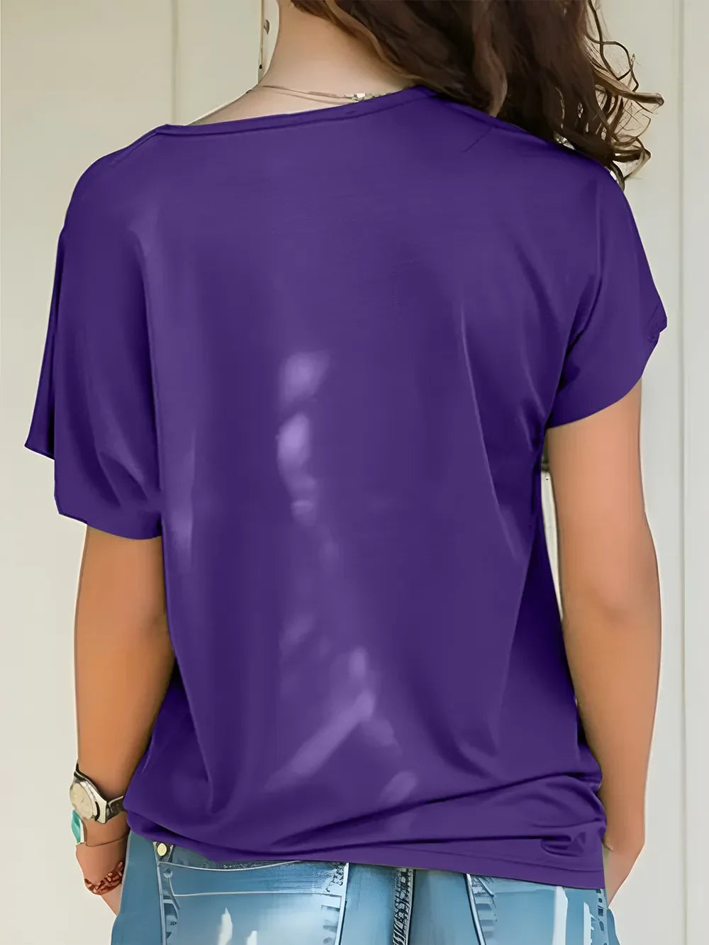Asymmetrical Neck Short Sleeve T-Shirt - Southern Shores Clothing