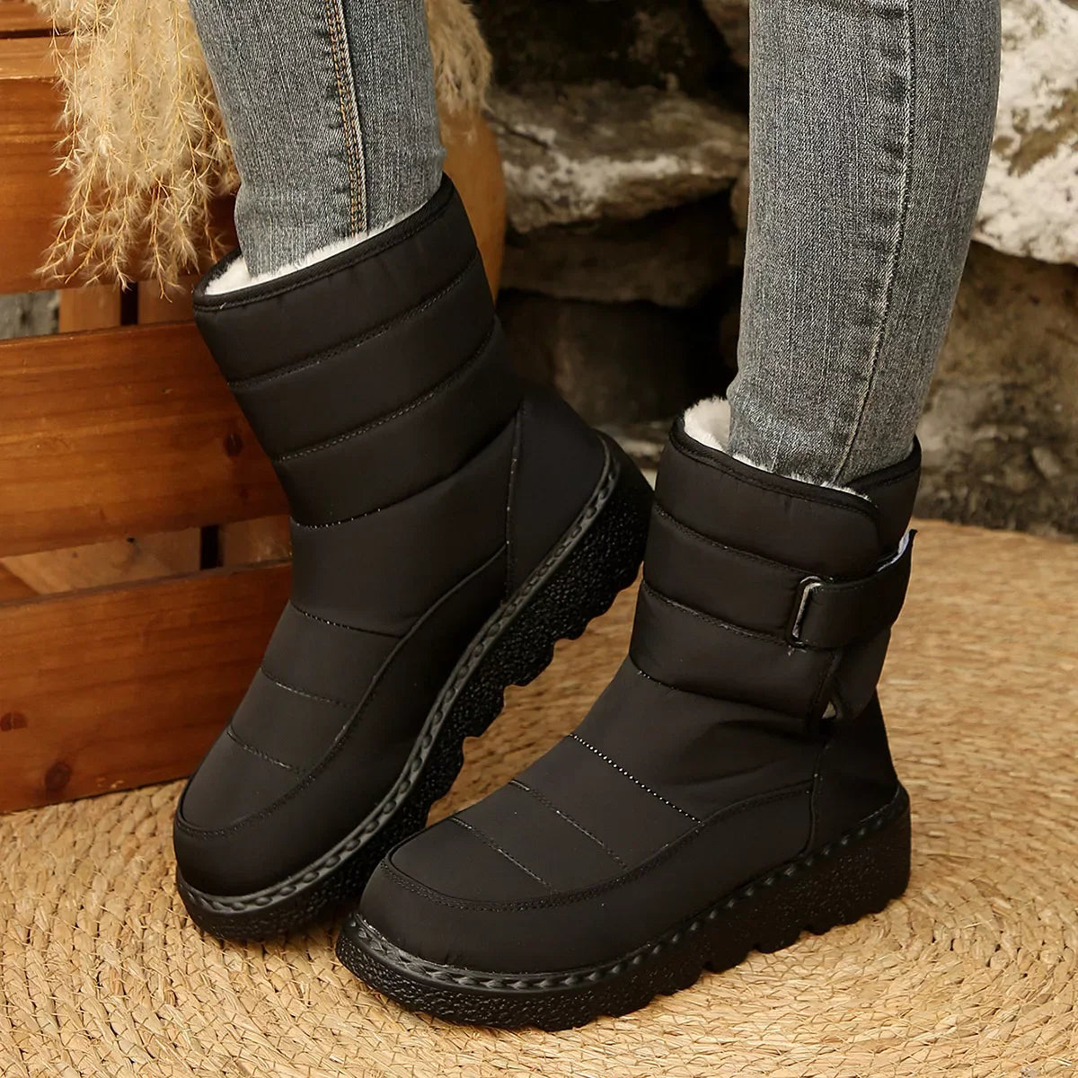Round Toe Platform Boots With Flat Heel Style