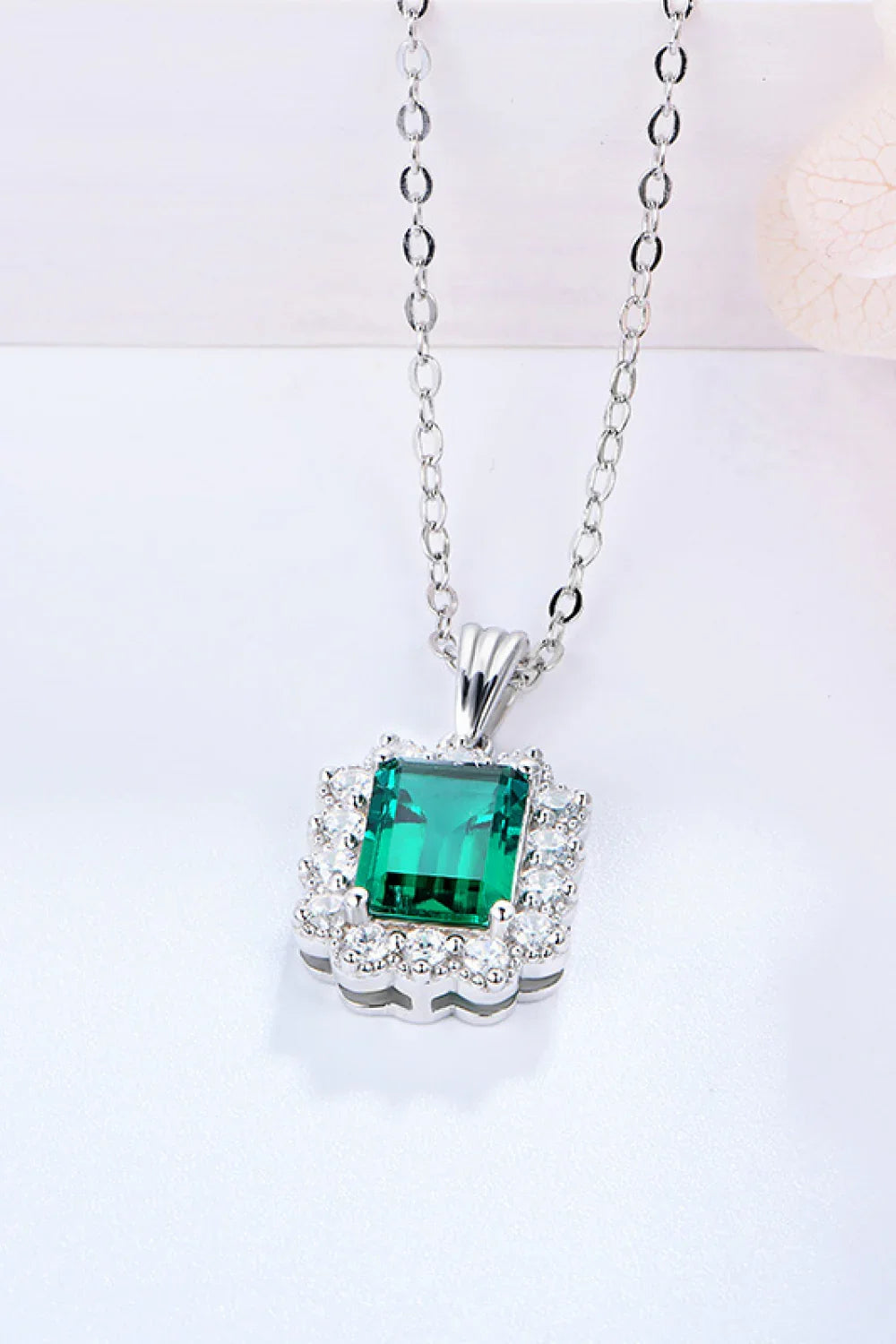 1.5 Carat Lab-Grown Emerald Sterling Silver Necklace