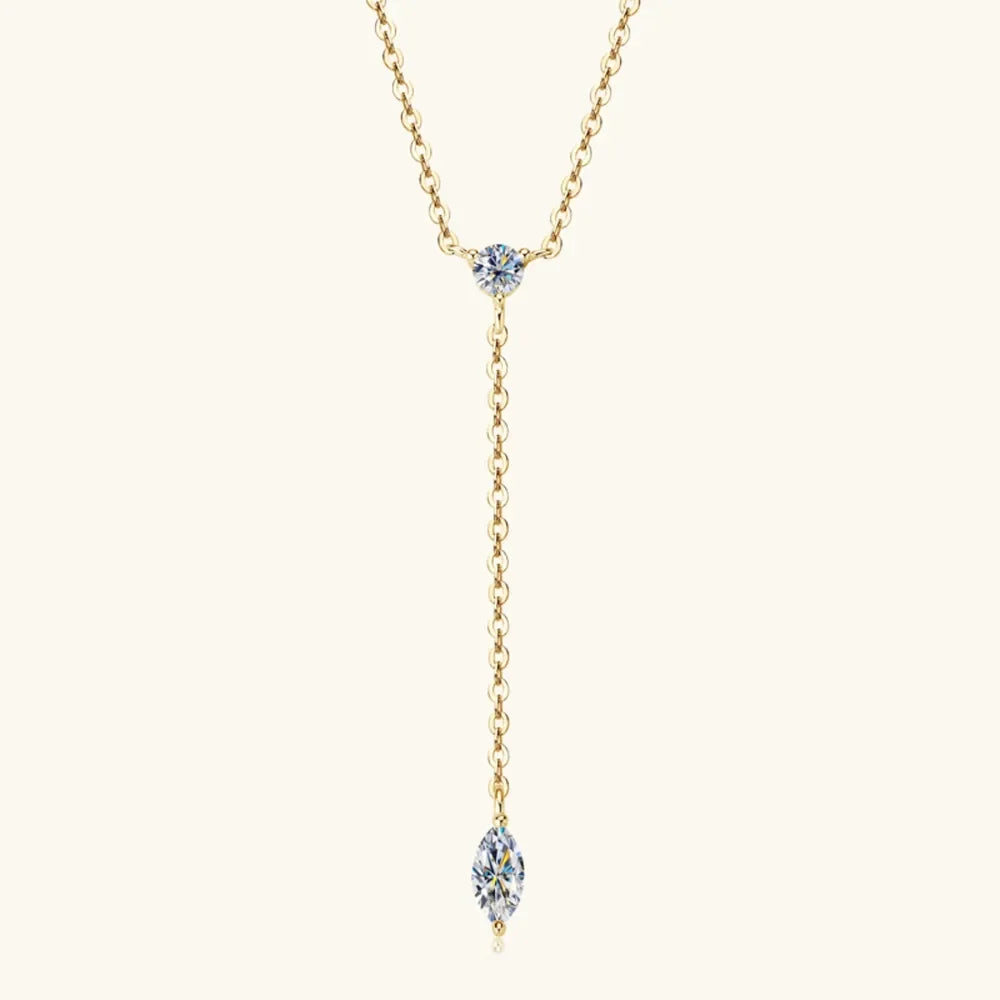 VVS1 Moissanite Y-Drop Necklace Gold-Plated Sterling Silver