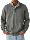 Button Detail Long Sleeve Sweatshirt Cotton Blend - Southern Shores Clothing