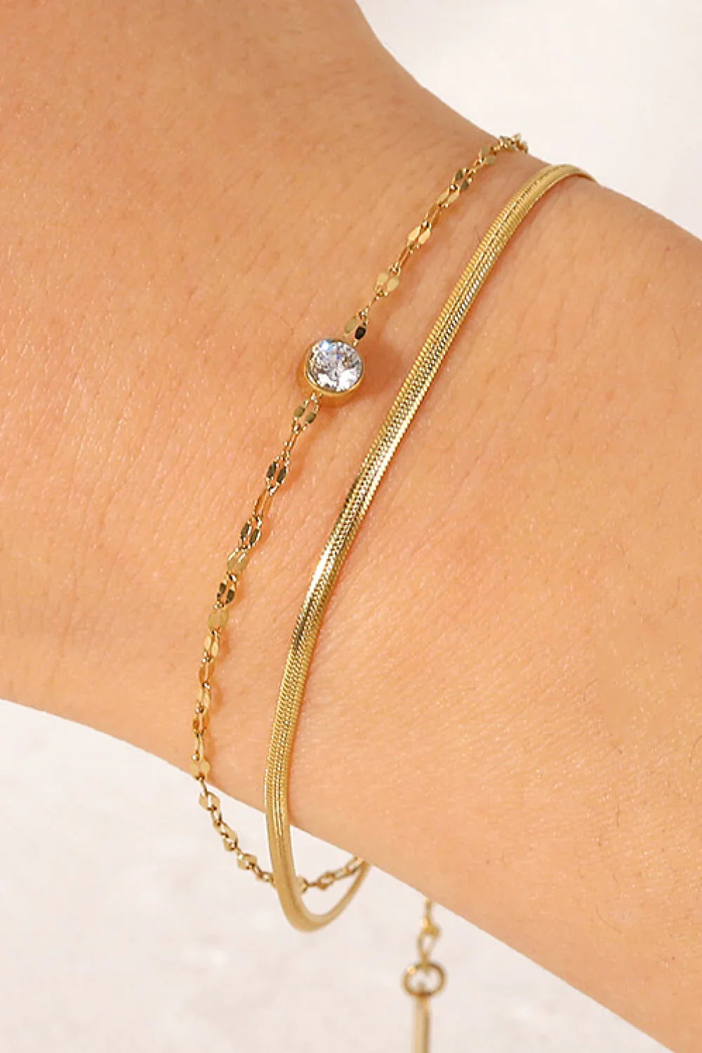 Rhinestone Double-Layered Bracelet With Coastal Charm - Southern Shores Clothing