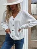 Southern Shores Clothing V-Neck Waffle-Knit Long Sleeve Polyester Blouse For Casual Everyday Wear - Southern Shores Clothing