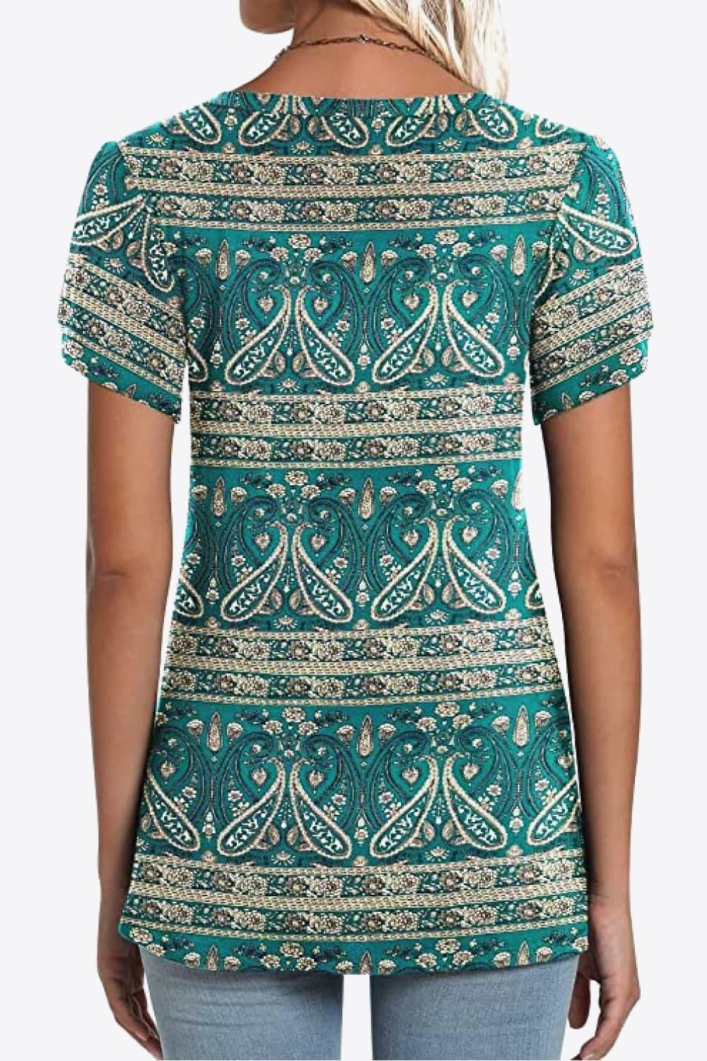 Casual Floral V Neck Blouse With Petal Sleeves - Southern Shores Clothing