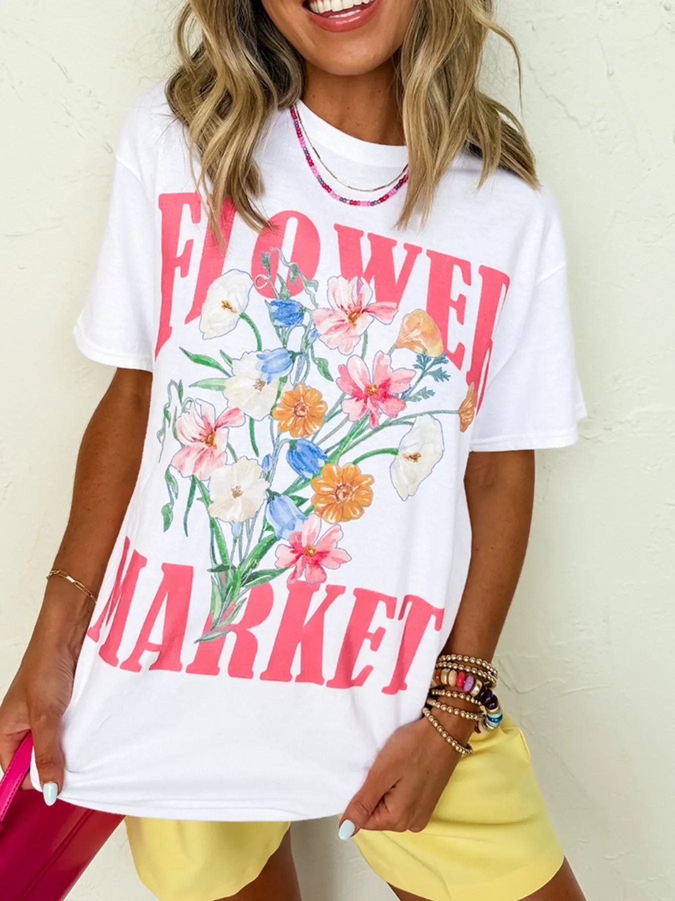 Flower Market Graphic T Shirt With Floral Design - Southern Shores Clothing