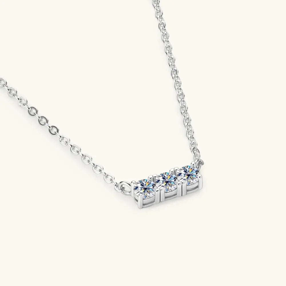 Moissanite Necklace In Sterling Silver With 18K Plating