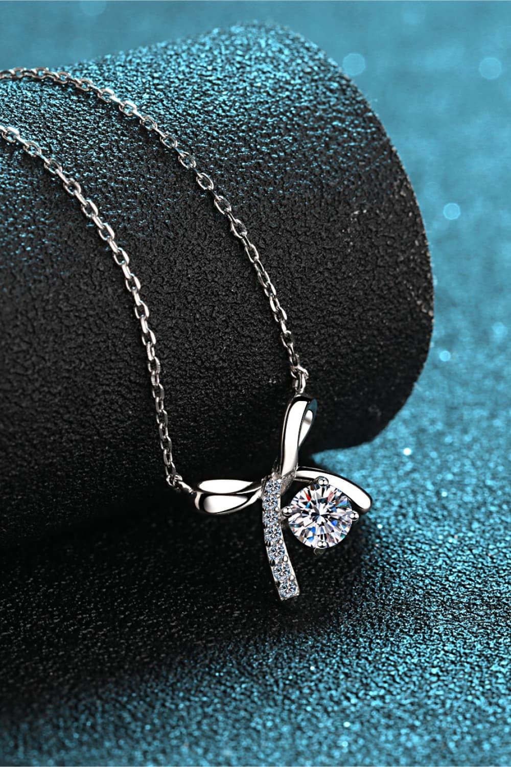 Rhodium-Plated Moissanite Sterling Silver Necklace - Southern Shores Clothing