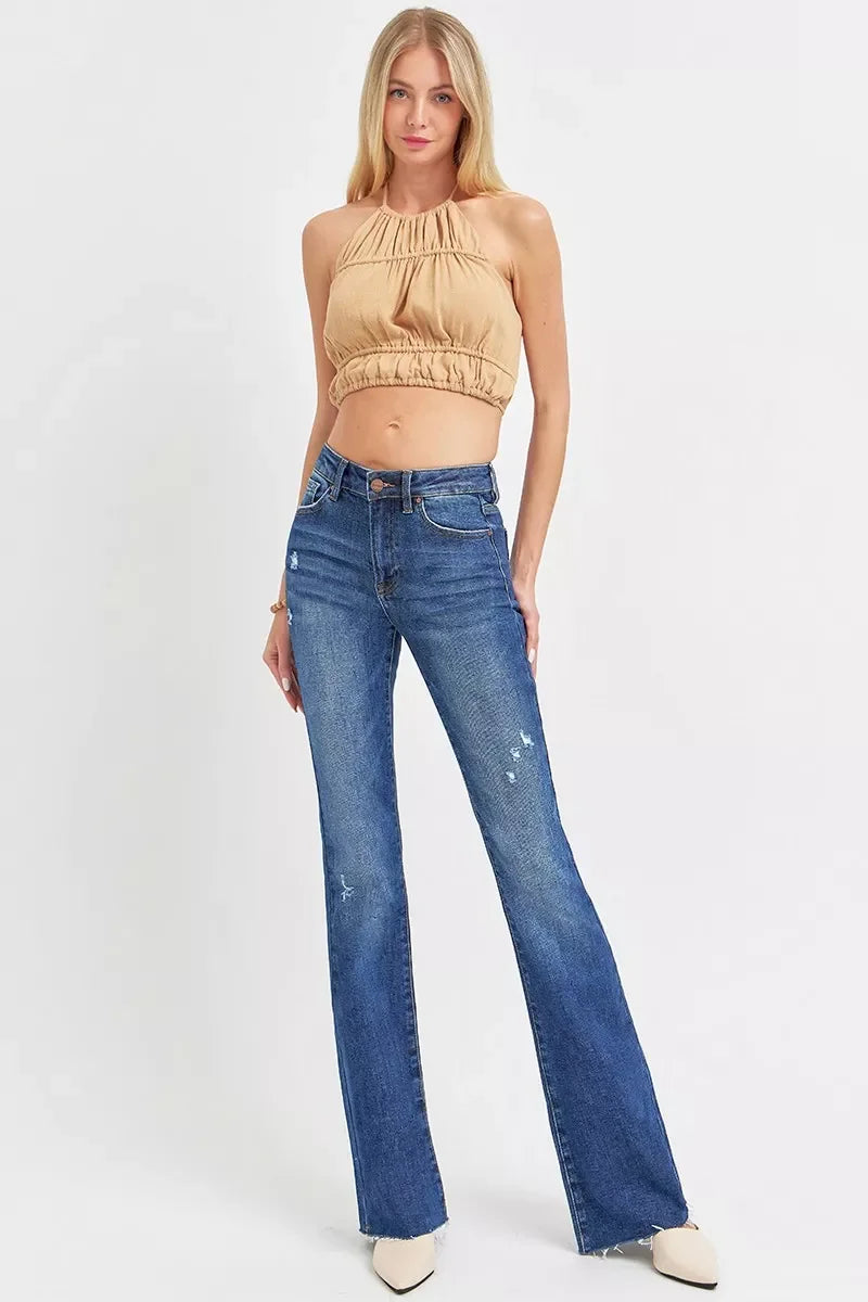 Distressed Mid Rise Flare Jeans Plus Size Denim - Southern Shores Clothing